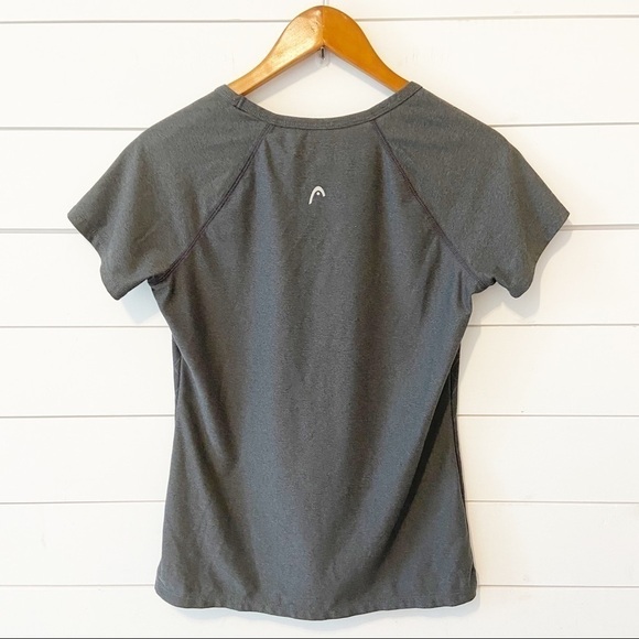 Head | Dark Gray Short Sleeve Vneck Workout Top Size Small - Picture 2 of 13